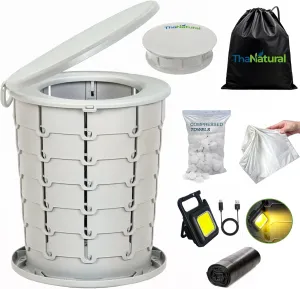 𝐓𝐡𝐚𝐍𝐚𝐭𝐮𝐫𝐚𝐥 𝐗𝐋 𝐏𝐨𝐫𝐭𝐚𝐛𝐥𝐞 𝐓𝐨𝐢𝐥𝐞𝐭 – 16'' Tall Folding Camp Potty with Lid, Lightweight Travel Toilet for Adults, Compact Seat for Camping, Hiking, Road Trips & Emergencies