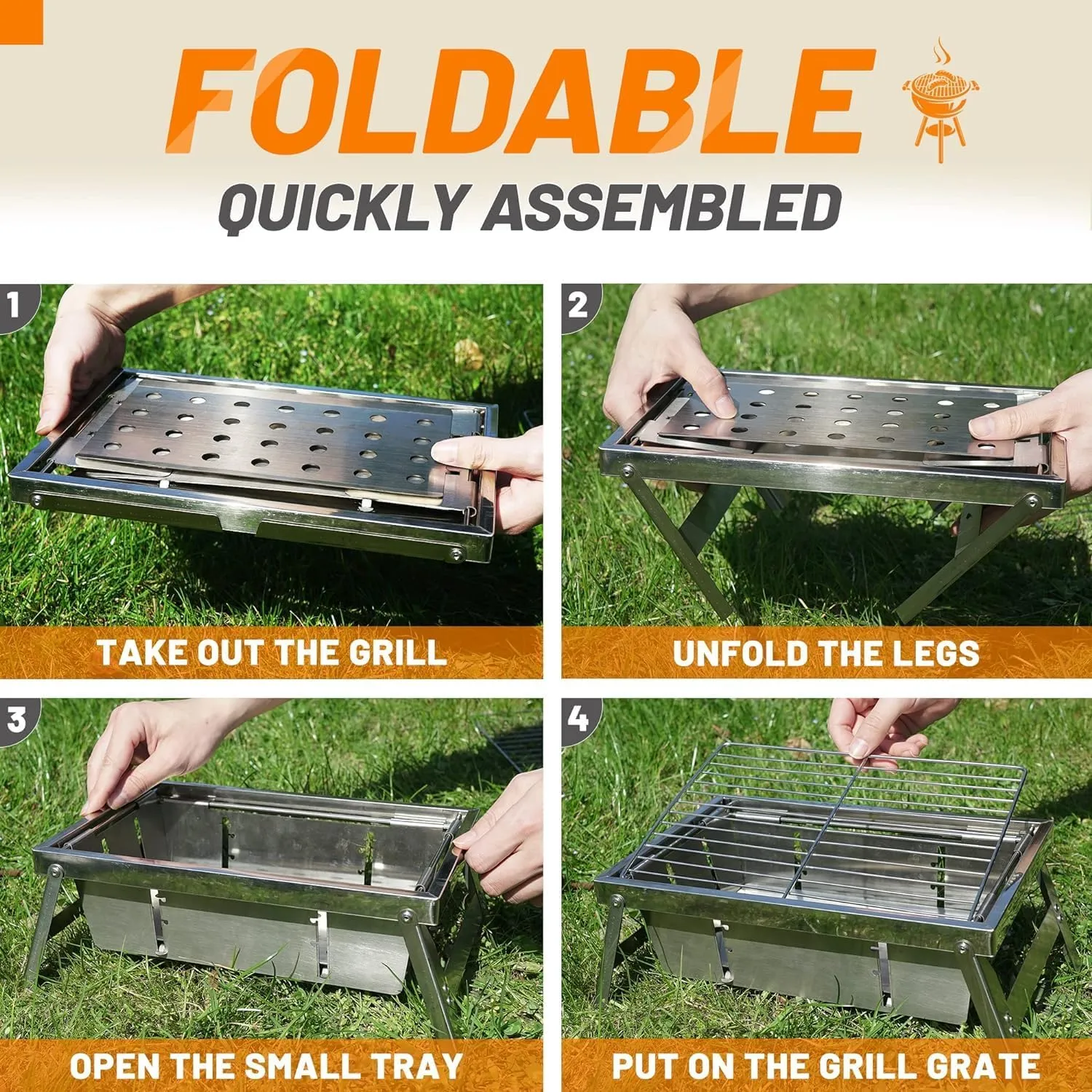 𝐁𝐚𝐫𝐛𝐞𝐜𝐮𝐞 𝐆𝐫𝐢𝐥𝐥𝐬,Portable 𝐂𝐡𝐚𝐫𝐜𝐨𝐚𝐥 𝐆𝐫𝐢𝐥𝐥 Foldable Grills ,𝐒𝐦𝐚𝐥𝐥 𝐆𝐫𝐢𝐥𝐥𝐬 𝐎𝐮𝐭𝐝𝐨𝐨𝐫 𝐂𝐨𝐨𝐤𝐢𝐧𝐠 for Travel, 𝐂𝐚𝐦𝐩𝐢𝐧𝐠 𝐒𝐦𝐨𝐤𝐞𝐫 𝐁𝐁𝐐 𝐆𝐫𝐢𝐥𝐥,Stainless Steel Table Top Grill Charcoal for Outdoor Cookin