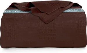 100% Cotton Blanket Twin Size 66x90 - Lightweight Breathable Waffle Weave Thermal Throw for Bed, Sofa & Couch - Soft Cozy, Durable Summer Bedding, All Season Comfort for Home, Travel & Camping, Coffee