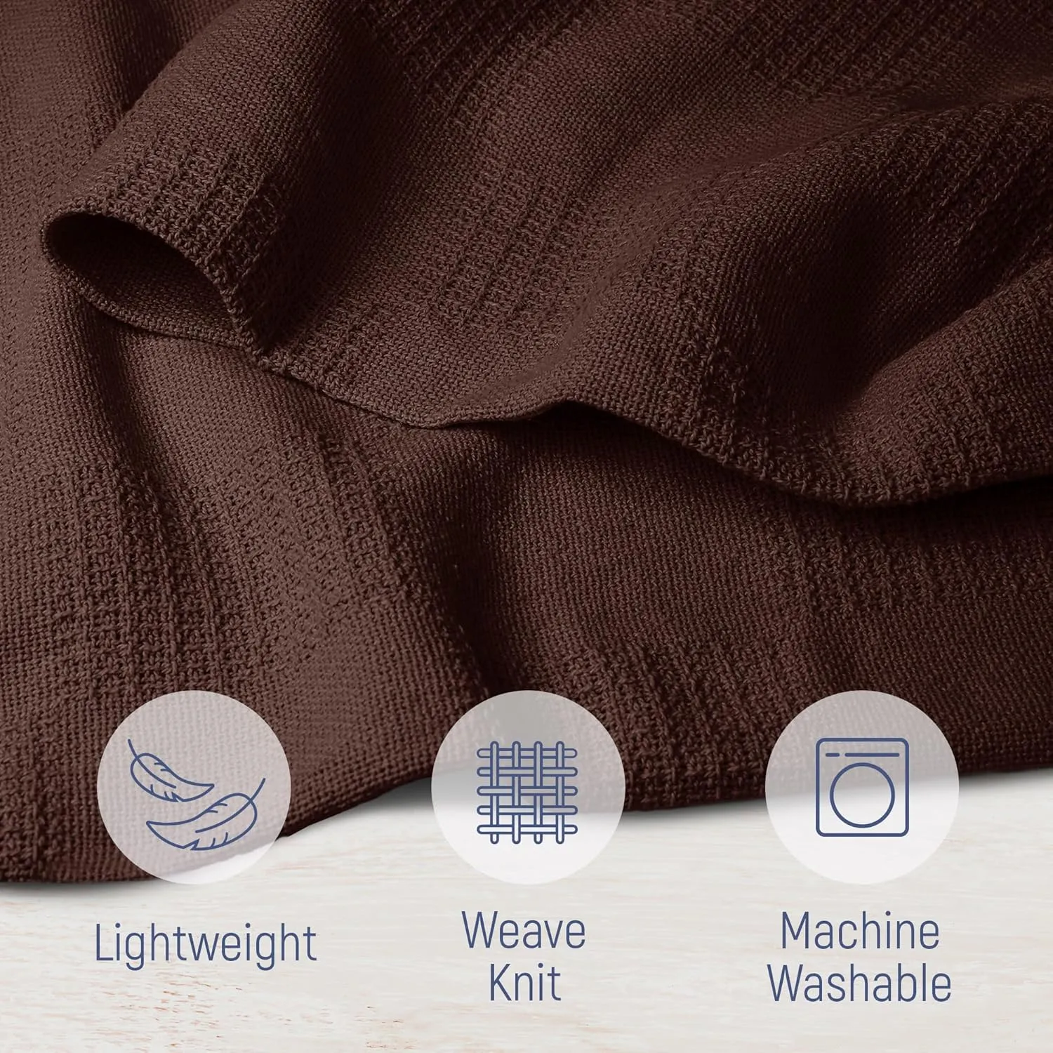 100% Cotton Blanket Twin Size 66x90 - Lightweight Breathable Waffle Weave Thermal Throw for Bed, Sofa & Couch - Soft Cozy, Durable Summer Bedding, All Season Comfort for Home, Travel & Camping, Coffee