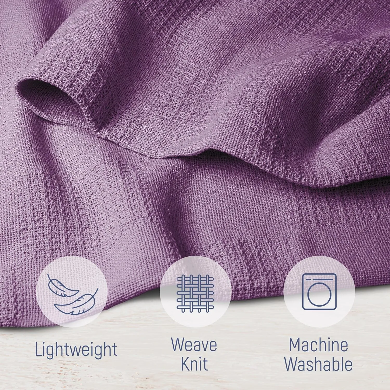 100% Cotton Blanket Twin Size 66x90 - Lightweight Breathable Waffle Weave Thermal Throw for Bed, Sofa & Couch - Soft Cozy, Durable Summer Bedding, All Season Comfort for Home, Travel & Camping, Plum