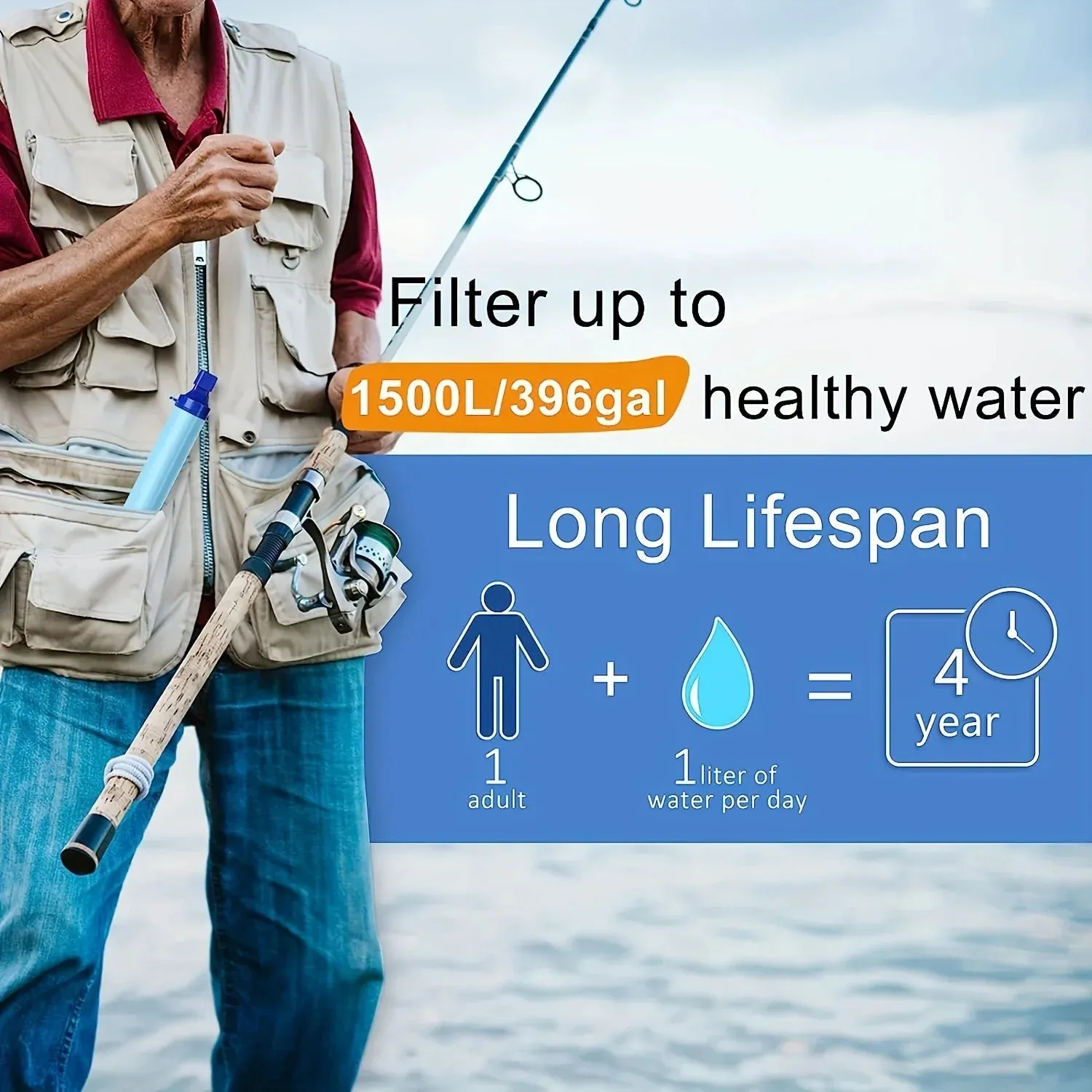 10000 Gallon Portable Water Purifier Survival Straw - Fresh Water Anytime