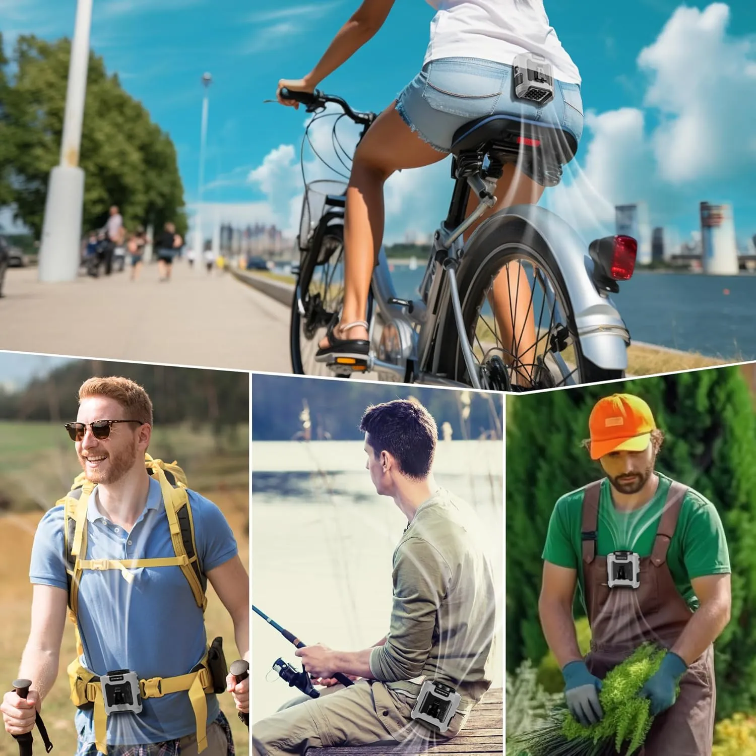 10000mAh Portable Waist Clip Fan,40H Cooling Personal Wearable Fan,5 Speeds 16000RPM Belt Fan,Rechargeable Hands-free Neck Fan With Dual Clip & Flashlight for Outdoor Jobsite Camping Traveling