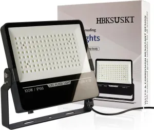 100W LED Flood Light, 6000K Daylight, IP66 Waterproof, Aluminum Housing, Super Bright 130lm/W for Stadium, Sports Fields, Security, Landscape Lighting
