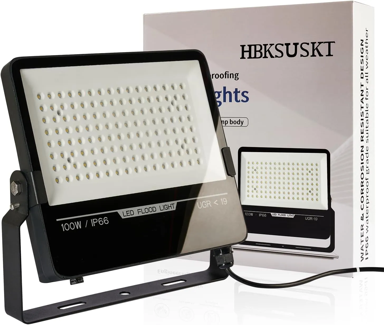 100W LED Flood Light, 6000K Daylight, IP66 Waterproof, Aluminum Housing, Super Bright 130lm/W for Stadium, Sports Fields, Security, Landscape Lighting