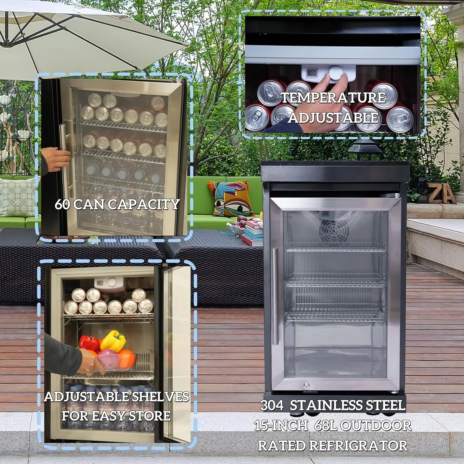 104 Inches 4-Burner 72000 BTU Deluxe Stainless Steel Gas Outdoor Kitchen Bar Barbecue Island Grill, Wine Cooler Compact Refrigerator, Rotisserie Kit, Granite Countertops, Stainless Steel Sink, Black
