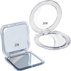 10X/1X Square Double Sided Magnifying Mini Compact Makeup Mirror for Travel - Portable, Handheld & Small Compact 30X Magnifying Mirror for Travel - Handheld, Foldable & Very Lightweight Bundle