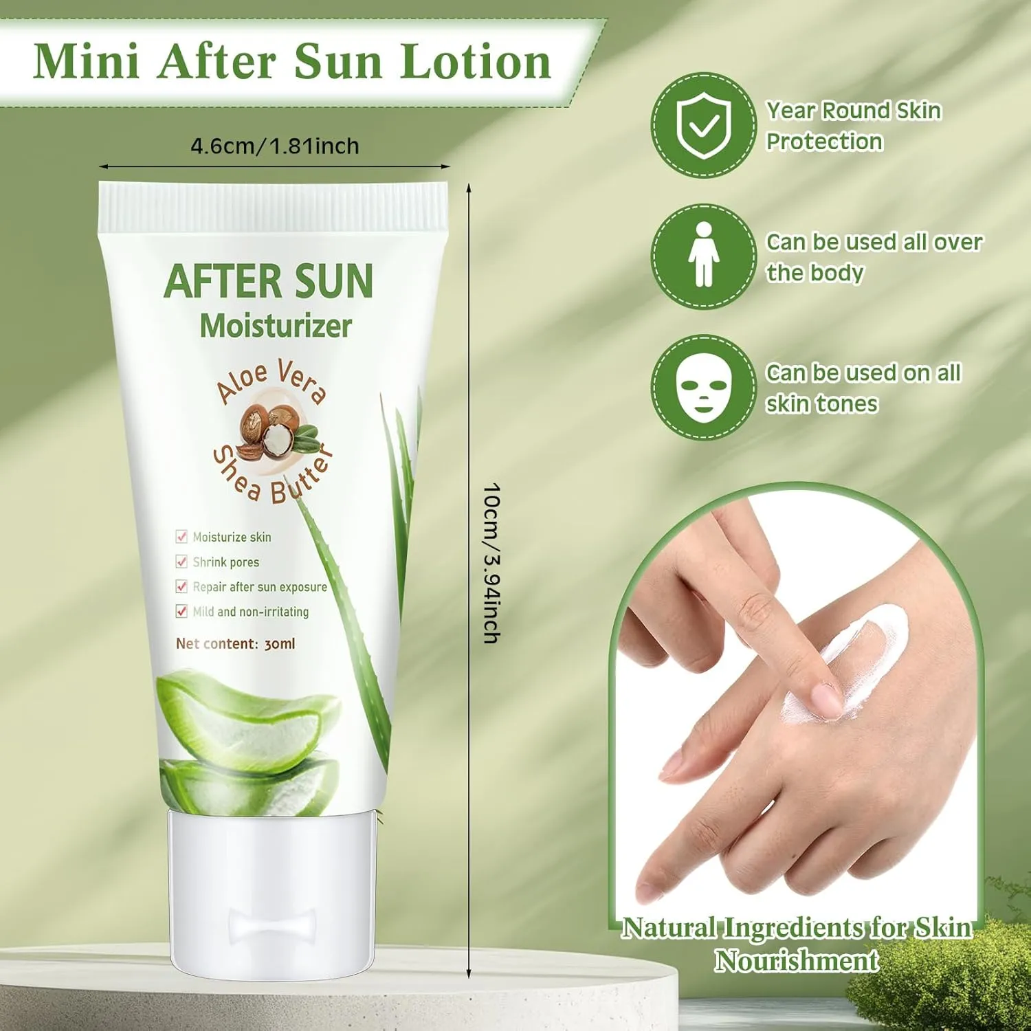 12 Pcs Mini Aloe Vera Lotion Bulk, 1 oz Travel Size Aloe Vera Lotion for Sunburn Relief, Organic Mini After Sun Daily Moisturizing for Face and Body