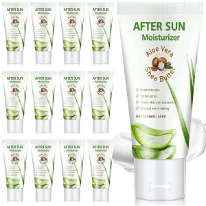 12 Pcs Mini Aloe Vera Lotion Bulk, 1 oz Travel Size Aloe Vera Lotion for Sunburn Relief, Organic Mini After Sun Daily Moisturizing for Face and Body