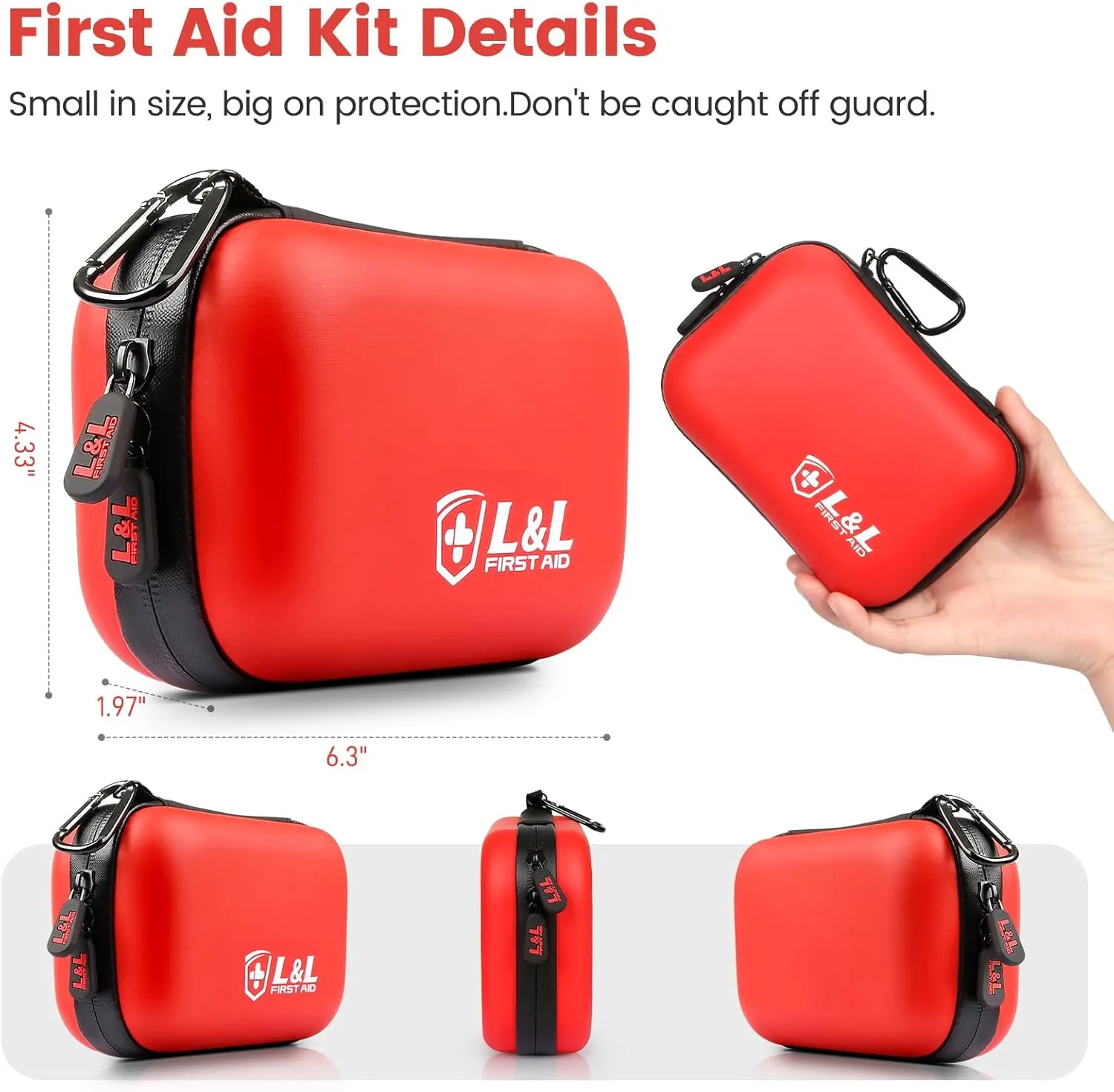 120-Piece First Aid Kit for Travel,Car & Emergency Survival - Compact Waterproof Medical Supplies with Trauma Bandages,Burn Gel & Fever Cooling Patch | Portable for Camping,Hiking,Sports(Red)