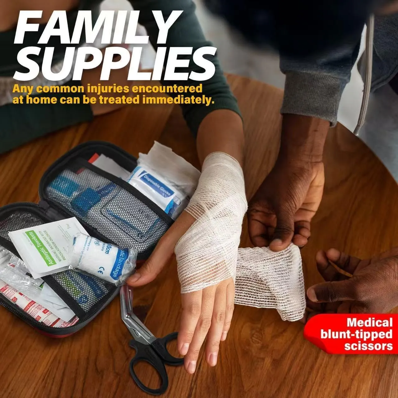120-Piece First Aid Kit for Travel,Car & Emergency Survival - Compact Waterproof Medical Supplies with Trauma Bandages,Burn Gel & Fever Cooling Patch | Portable for Camping,Hiking,Sports(Red)
