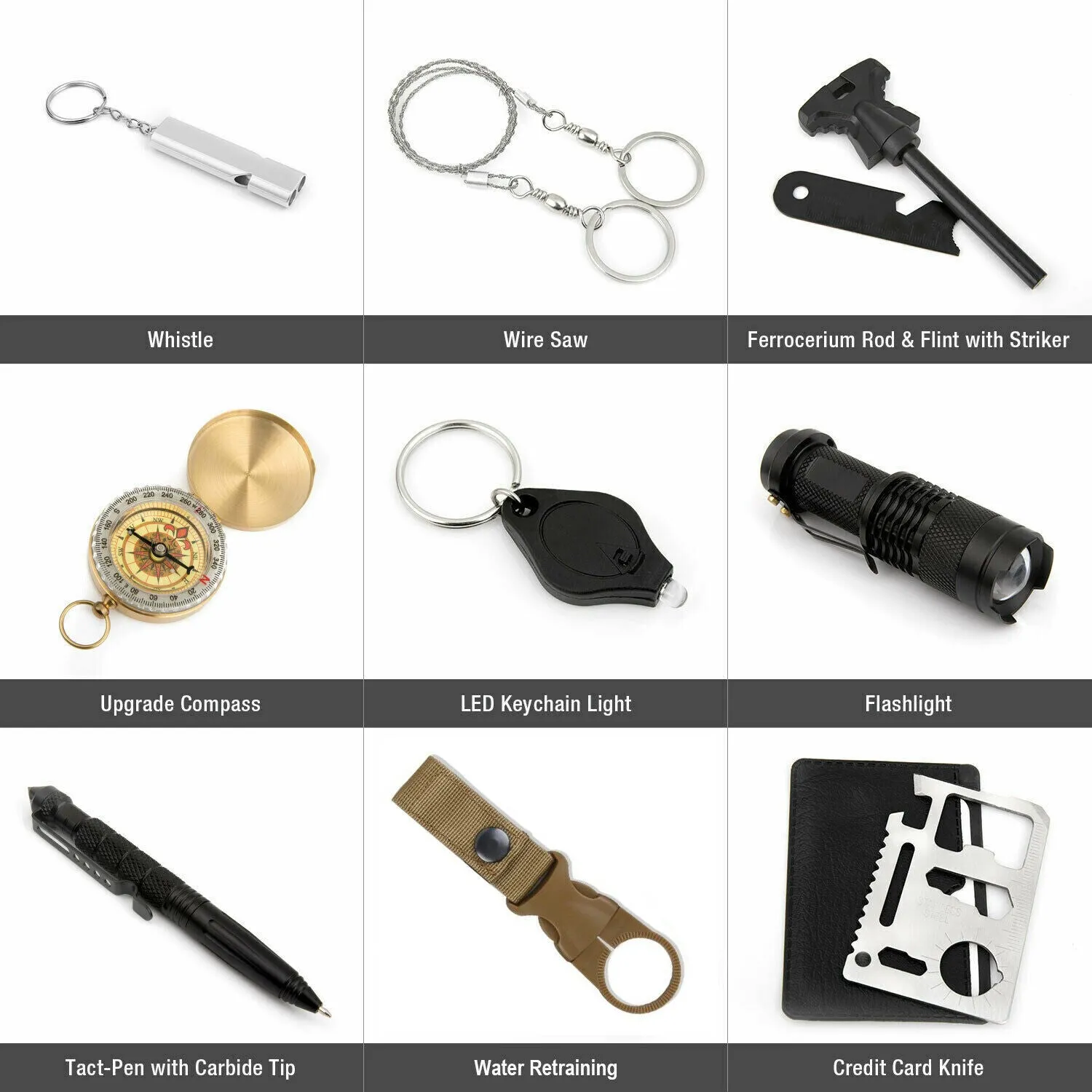 14-in-1 Outdoor Emergency Survival Gear Kit - Camping Tactical Tools SOS EDC Case