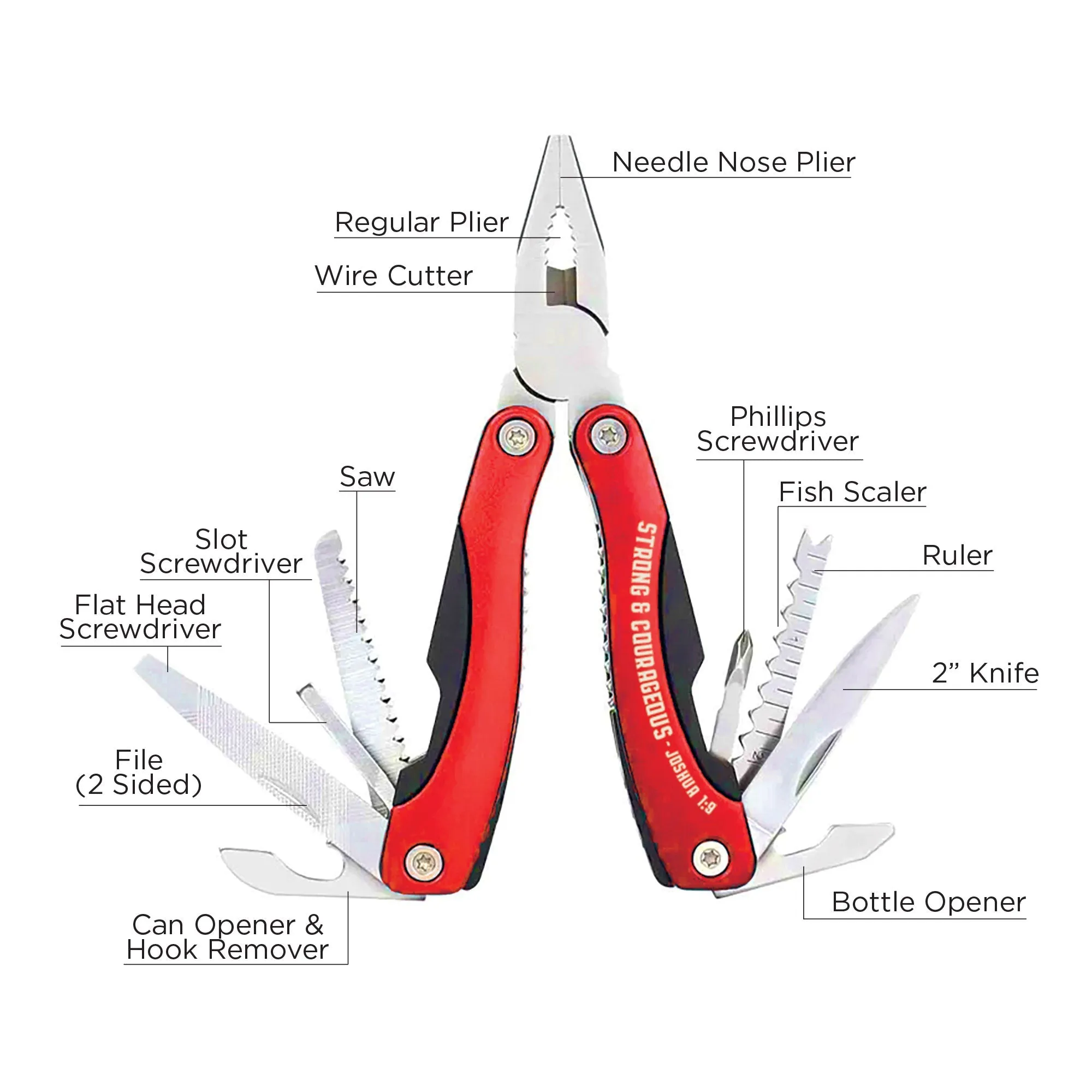 14-in-1 Scripture Multi-Tools - Strong and Courageous: Josh. 1:9