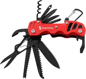 16-in-1 Pocket Army Knife multitool MilitaryGrade Steel: Swiss Style Multi Functional Small Folding Knife, Survival Tools with Keychain, Wine/Bottle Opener, Scissors, Saw, Screwdrivers