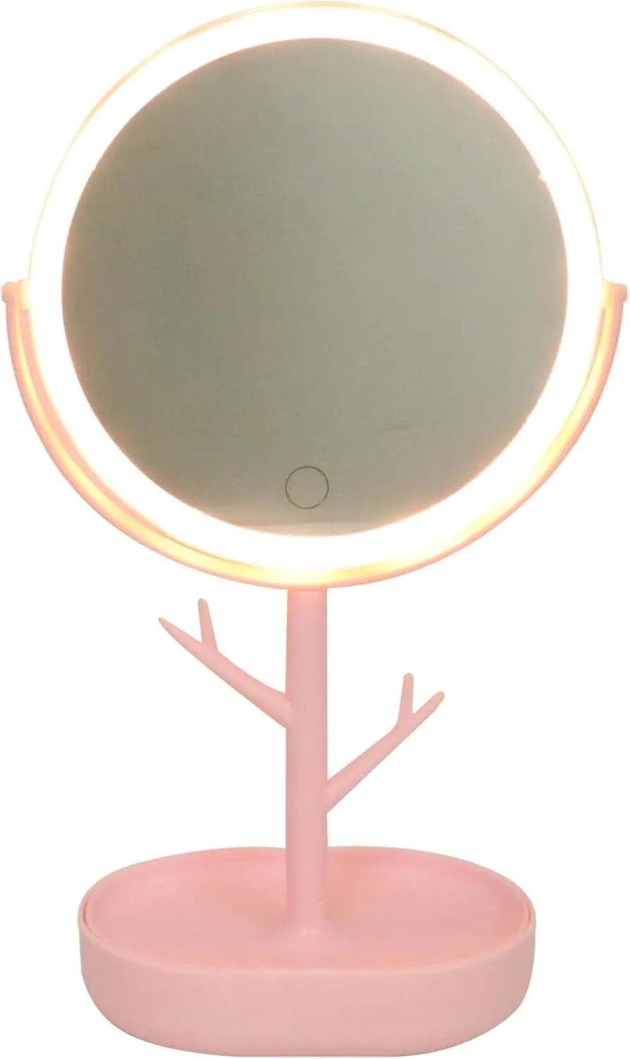 1pc Led Makeup Mirror Rechargeable Lighting Compact Desktop Cosmetic Mirror for Home Travel Storage Tray for Dorms Offices