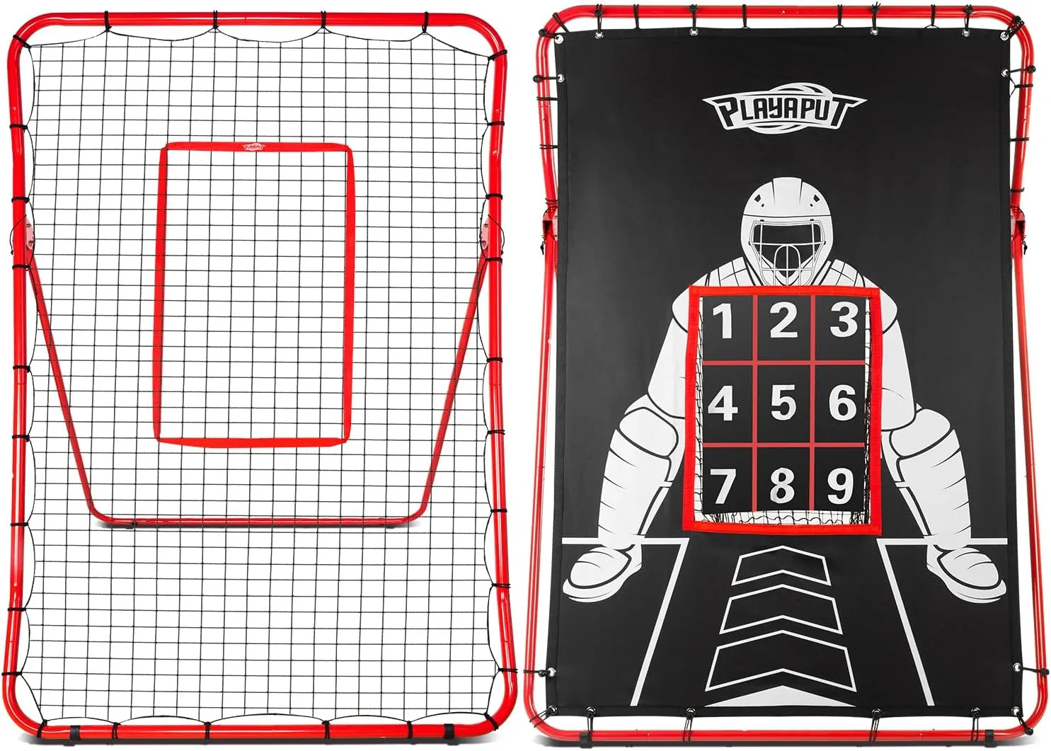 2 in 1 Baseball Rebouder Net and Pitching Net, Adjustable Pitch Back Baseball Rebounder with Strike Zone,Base Ball Bounce Back Net for Pitching,Catching,Fielding,Throwing