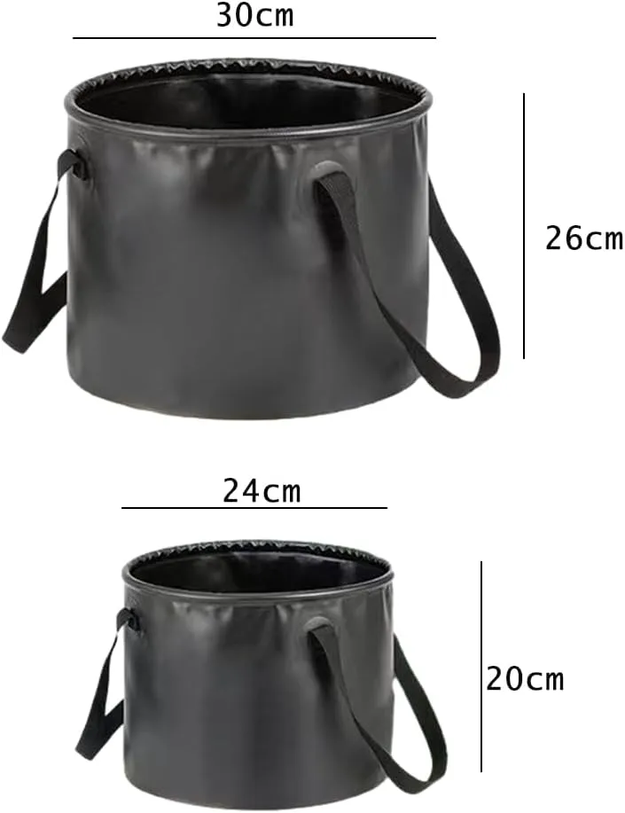 2 Pack 10L 20L Collapsible Bucket Container Folding Water Bucket Portable Wash Basin for Outdoor Travelling Camping Fishing Gardening Car Washing