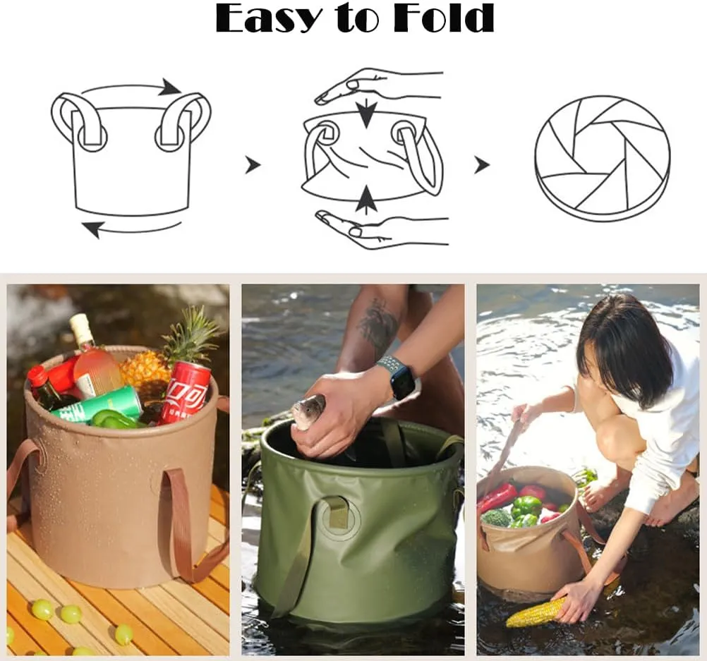 2 Pack 10L 20L Collapsible Bucket Container Folding Water Bucket Portable Wash Basin for Outdoor Travelling Camping Fishing Gardening Car Washing
