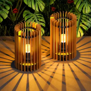 2-Pack Battery Operated Table Lamps with Cordless LED Lanterns & IP44 Protection - Indoor/Outdoor Use for Patio, Bar, Bedroom & Power Outages (Weather-Resistant Design)