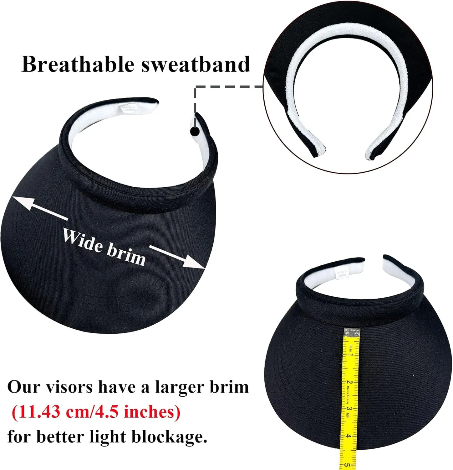2 Pack Sun Visors Women Wide Brim Clip on Summer Hats Adjustable UV Protection