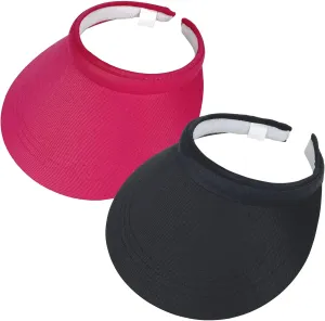 2 Pack Sun Visors Women Wide Brim Clip on Summer Hats Adjustable UV Protection