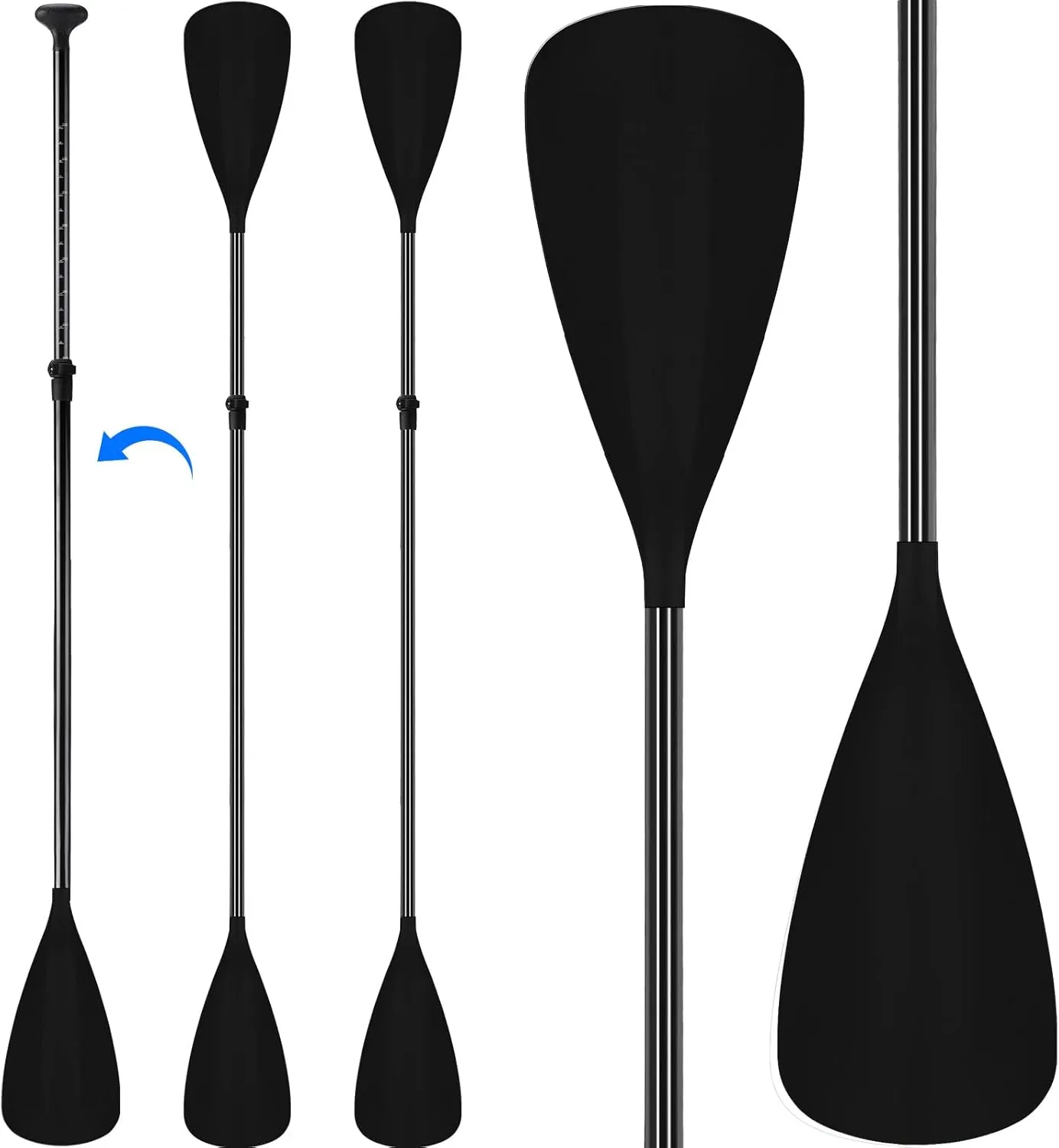2 Set of 4 Pieces SUP Paddle Adjustable Lightweight Stand up 2 Use Paddle for Paddleboard Kayak Boat Aluminum Alloy Shaft Detachable Floating Oars
