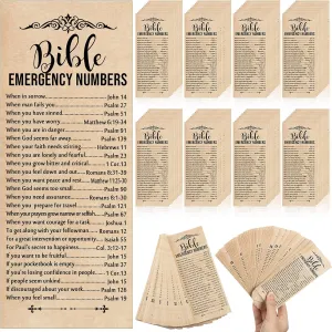 200 Set Christian Father Day Gifts Emergency Numbers Bookmarks Bible Verse Gifts Bulk Religious Scripture Church Welcome Book Marker for Sunday School Appreciation Gift(Retro Color)