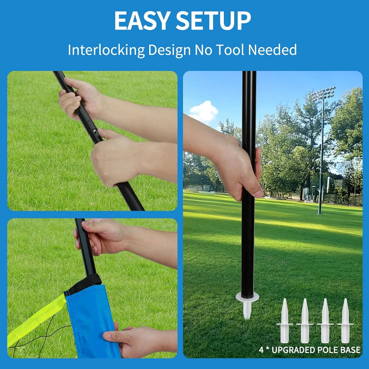 20FT Outdoor Volleyball Net Set System for Backyard Beach with Anti-Sagging Net, Iron Adjustable Height Poles, Soft PU Volleyball and Pump, Carry Bag - Instant Set Up & Durable