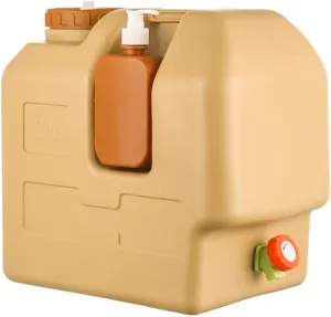 20L Water Container with Spigot - Large Capacity Portable Water Jug for Camping, Hiking, and Emergency Handwashing - Brown
