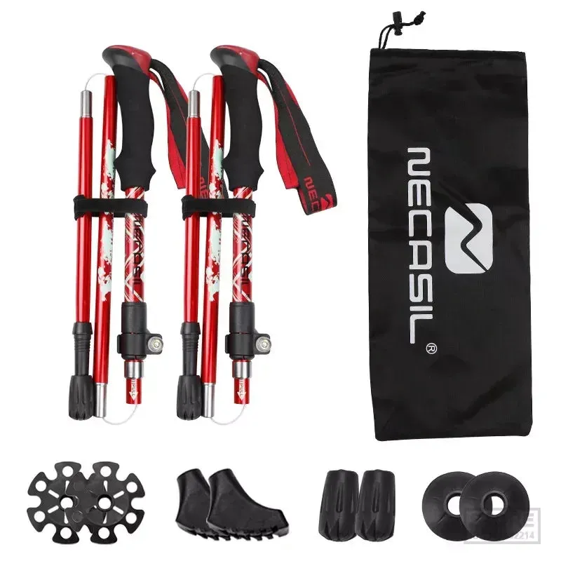 2pcs Collapsible Trekking Poles for Nordic Walking & Hiking