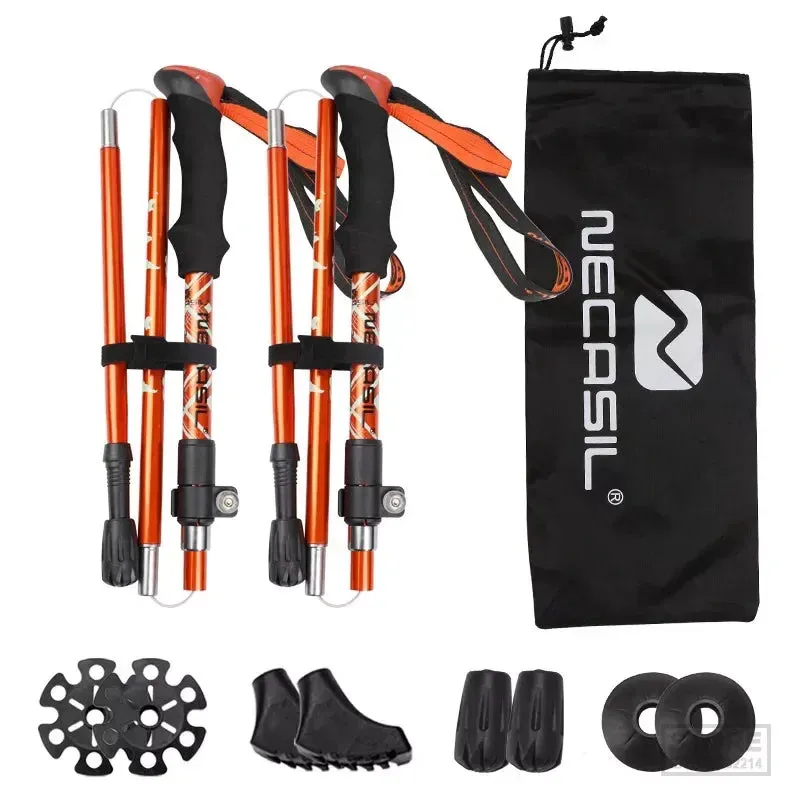 2pcs Collapsible Trekking Poles for Nordic Walking & Hiking