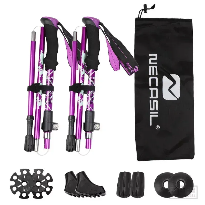 2pcs Collapsible Trekking Poles for Nordic Walking & Hiking