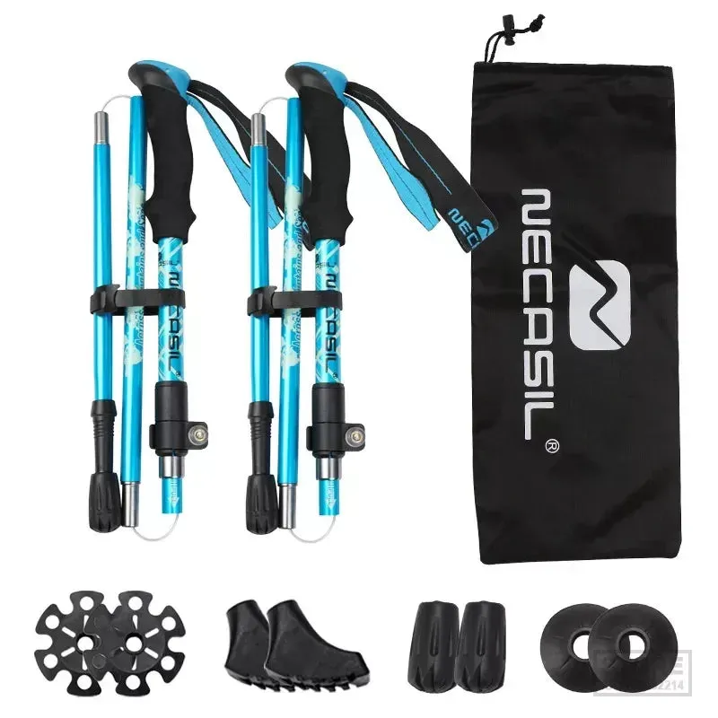 2pcs Collapsible Trekking Poles for Nordic Walking & Hiking