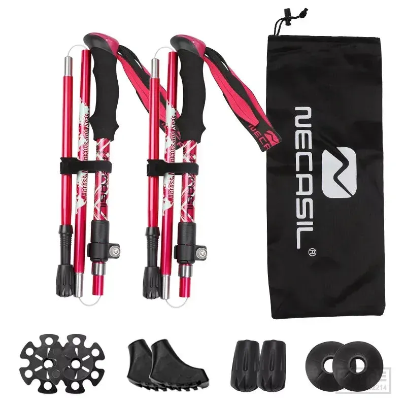 2pcs Collapsible Trekking Poles for Nordic Walking & Hiking