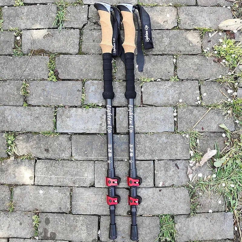 2Pcs Ultralight Foldable Carbon Fiber Trekking Poles for Hiking