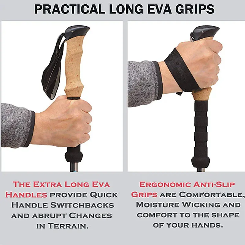 2Pcs Ultralight Foldable Carbon Fiber Trekking Poles for Hiking