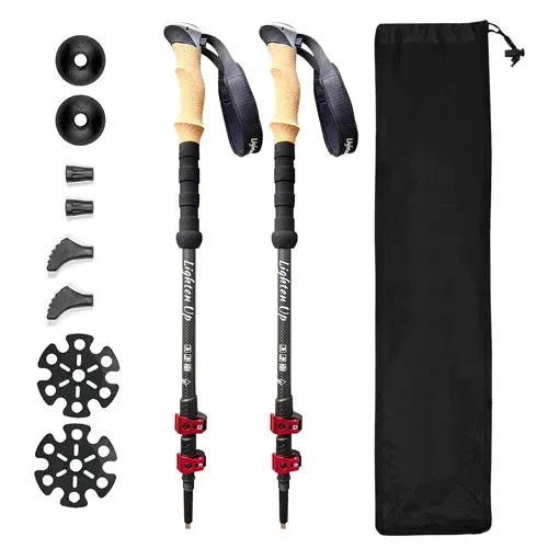 2Pcs Ultralight Foldable Carbon Fiber Trekking Poles for Hiking
