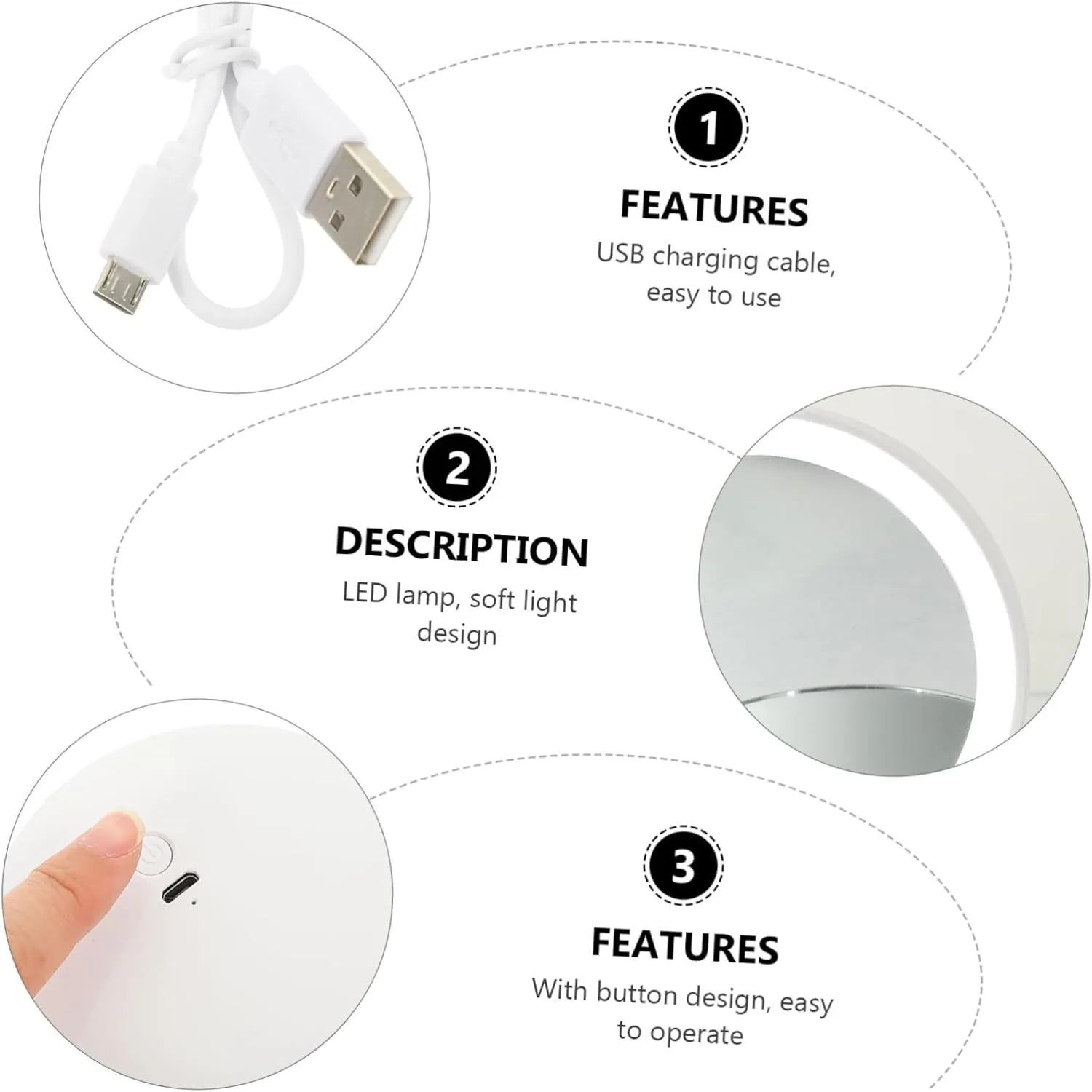 3 Sets Vanity Mirror Pocket Mirror Dressing Mirror with Lights LED Mirror Makeup LED Makeup Mirror Magnification View Mirror Compact Makeup Mini Woman Outdoor Abs Diode