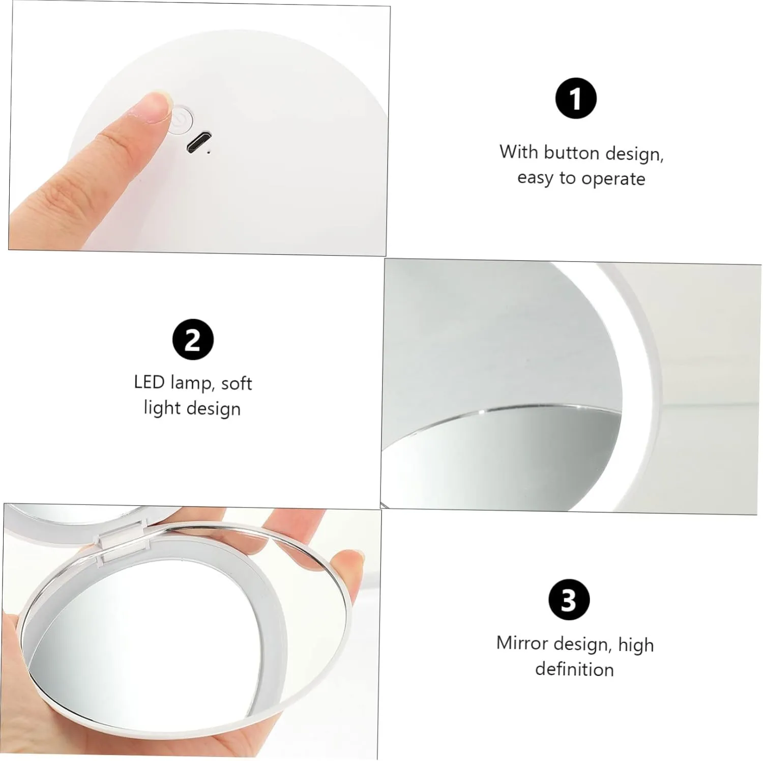 3 Sets Vanity Mirror Pocket Mirror Dressing Mirror with Lights LED Mirror Makeup LED Makeup Mirror Magnification View Mirror Compact Makeup Mini Woman Outdoor Abs Diode
