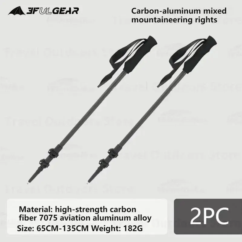 3F UL GEAR ultralight Hiking 135cm Carbon Fiberr/Aluminum Stick Walking Stick Length Adjustable Hiking Accessories-C1T1