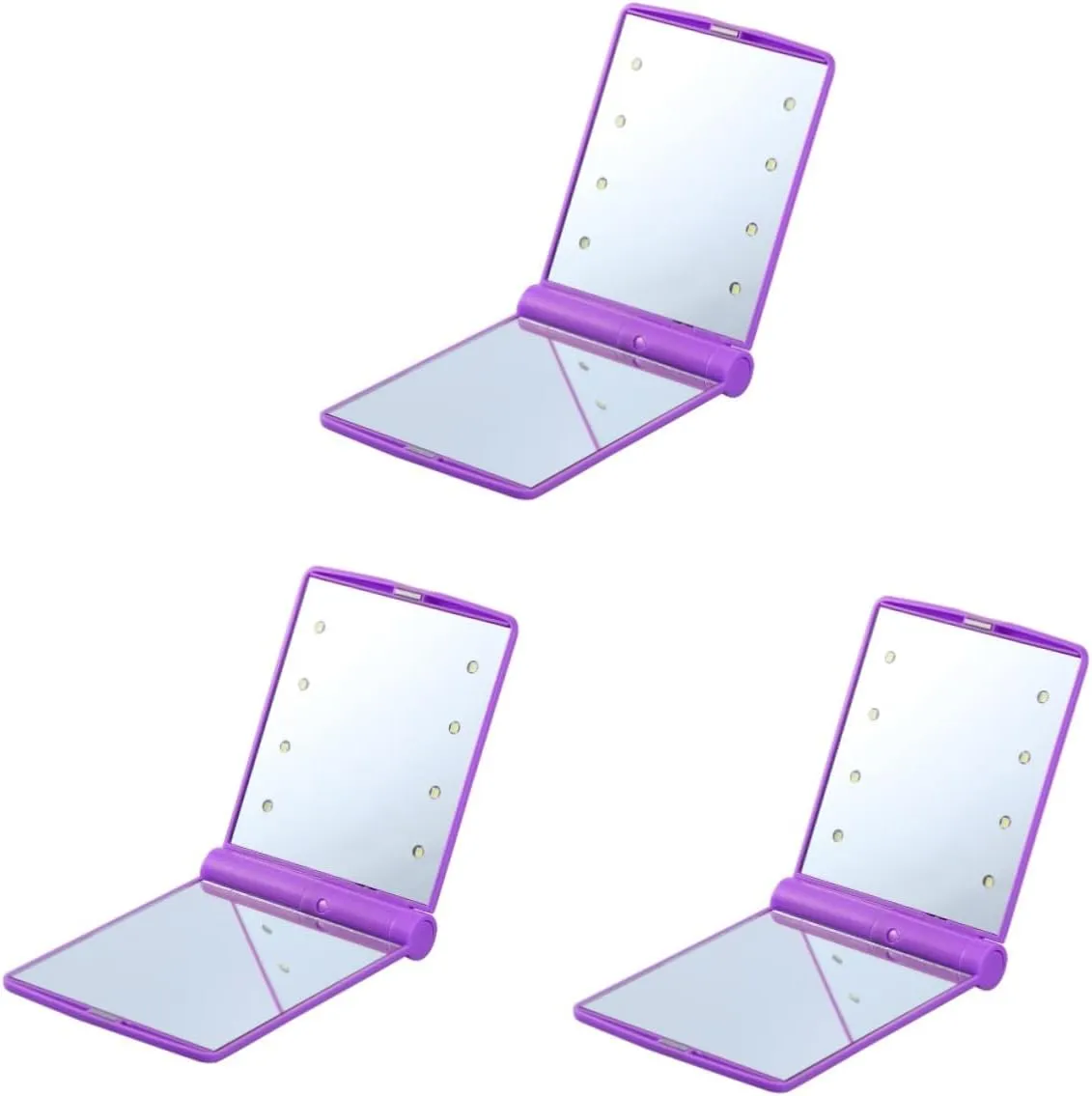 3pcs Led Lighted Makeup Mirror Led Lights Portable Compact Folding Design Rotation for Travel and Bathrooms Cosmetic Accessory