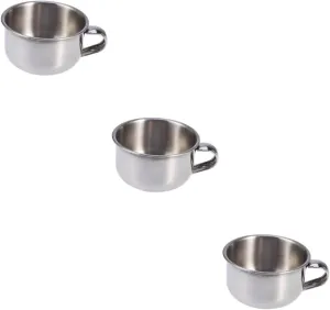 3pcs Stainless Steel Shaving Bowl with Handle Durable Razor Bowl for Wet Shaving Polished Finish for Men