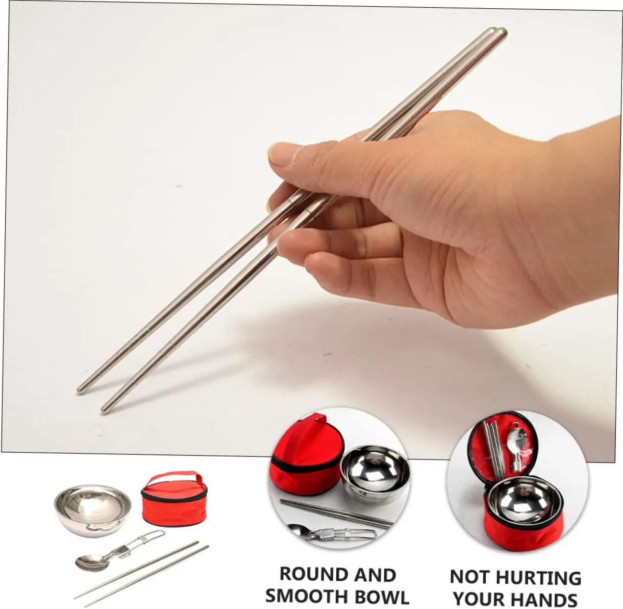 3sets Folding Travel Cutlery Set Portable Bowl Spoon and Chopsticks for Camping Hiking and Picnics Lightweight and Easy to Clean for Outdoor Activities