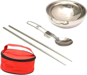 3sets Folding Travel Cutlery Set Portable Bowl Spoon and Chopsticks for Camping Hiking and Picnics Lightweight and Easy to Clean for Outdoor Activities