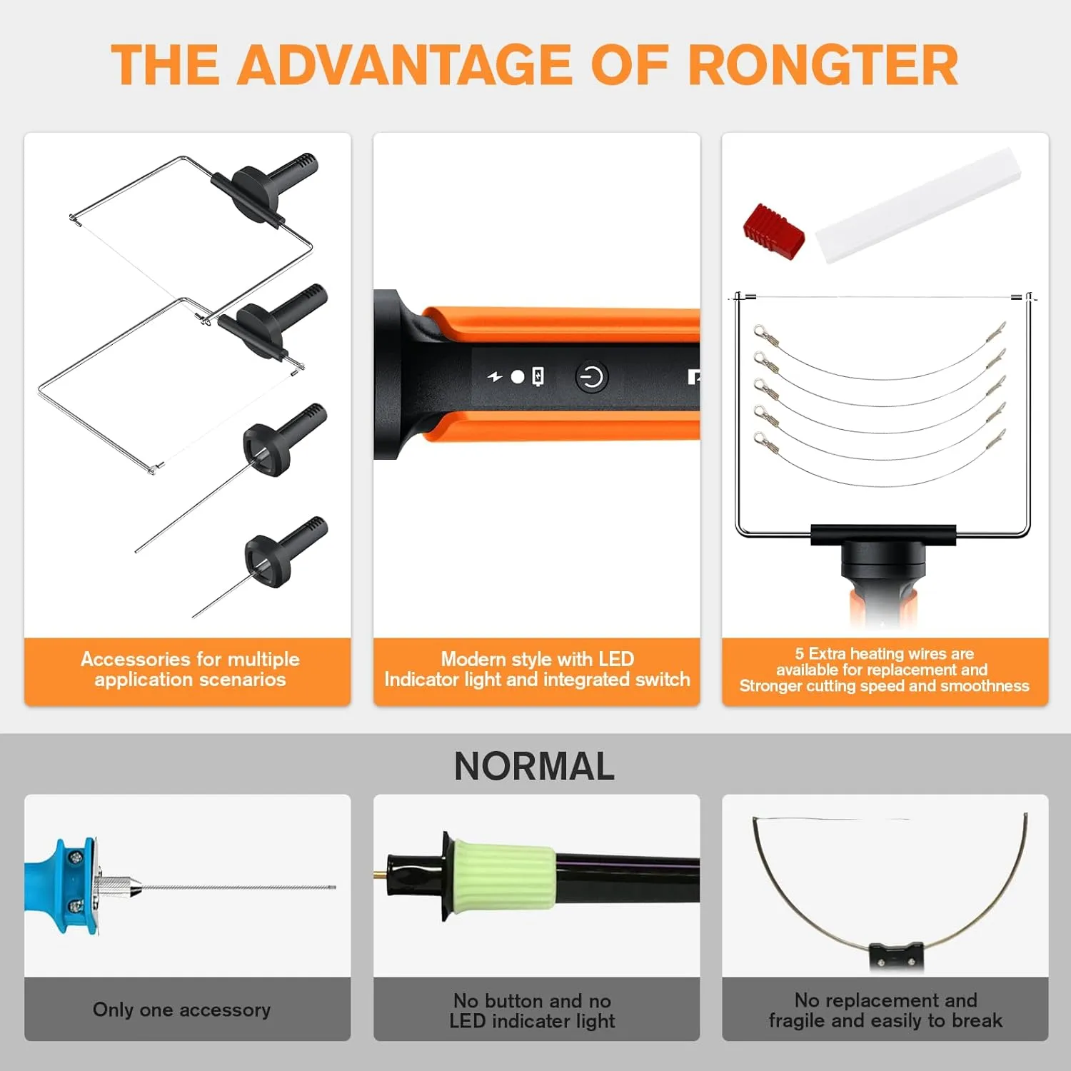 4 in 1 Hot Wire Electric Foam Cutter kit, Styrofoam Cutting Tool 15W/ 6V with Case, Heated Foam Carving Knife Kit. (Toolbox Orange)