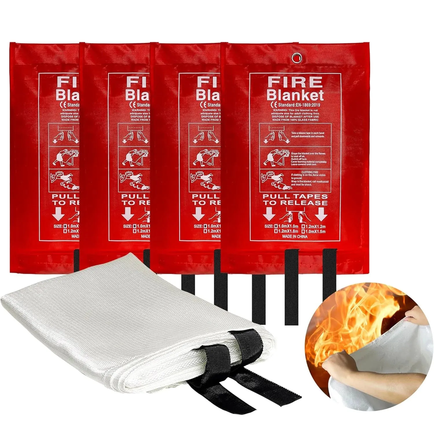 40x40 Inch Fiberglass Emergency Fire Blanket