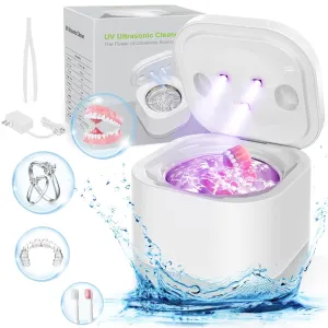45kHz Ultrasonic Retainer Cleaner, 200ML Compact Denture Cleaner with 4 Cleaning Modes & Digital Timer For Aligners, Night Guards, Braces, Toothbrushes, Jewelry & More