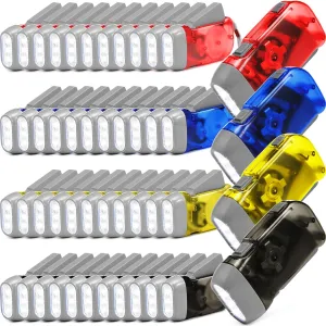 48 Pcs Hand Crank Flashlight No Battery Required Cranked Flashlight Manual Press Flash Light 3 LED Squeeze Light for Camping Hiking Power Outage Gift(Red Blue Yellow Gray)
