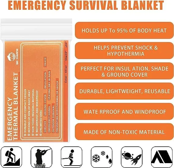 4pcs Emergency Mylar Thermal Blankets-Space Blanket Survival kit Camping Blanket