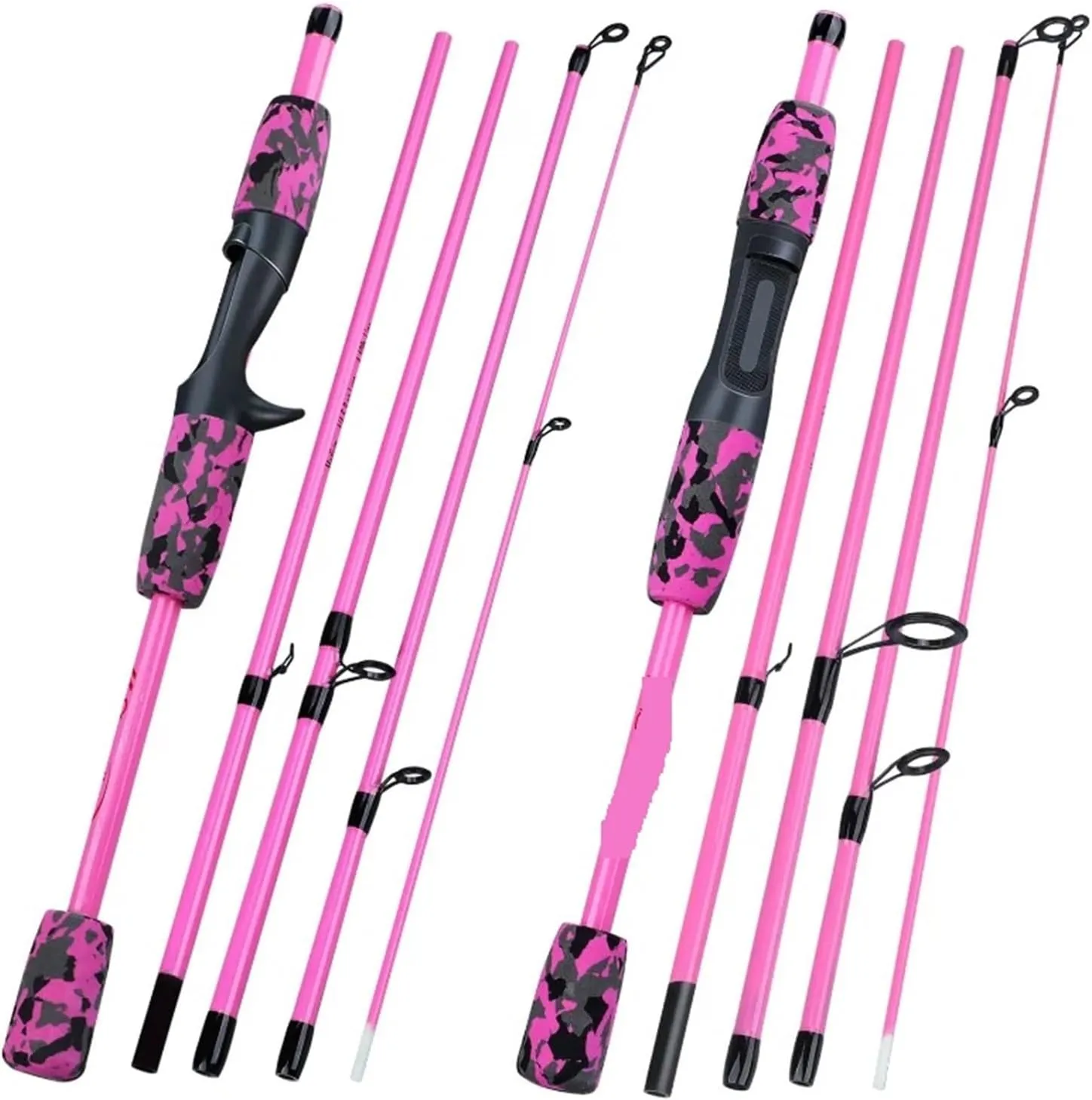 5 Section Spinning Casting Fishing Rod 1.7M Ultralight Weight Carbon Fiber Pattern Poles Travel Freshwater Fishing